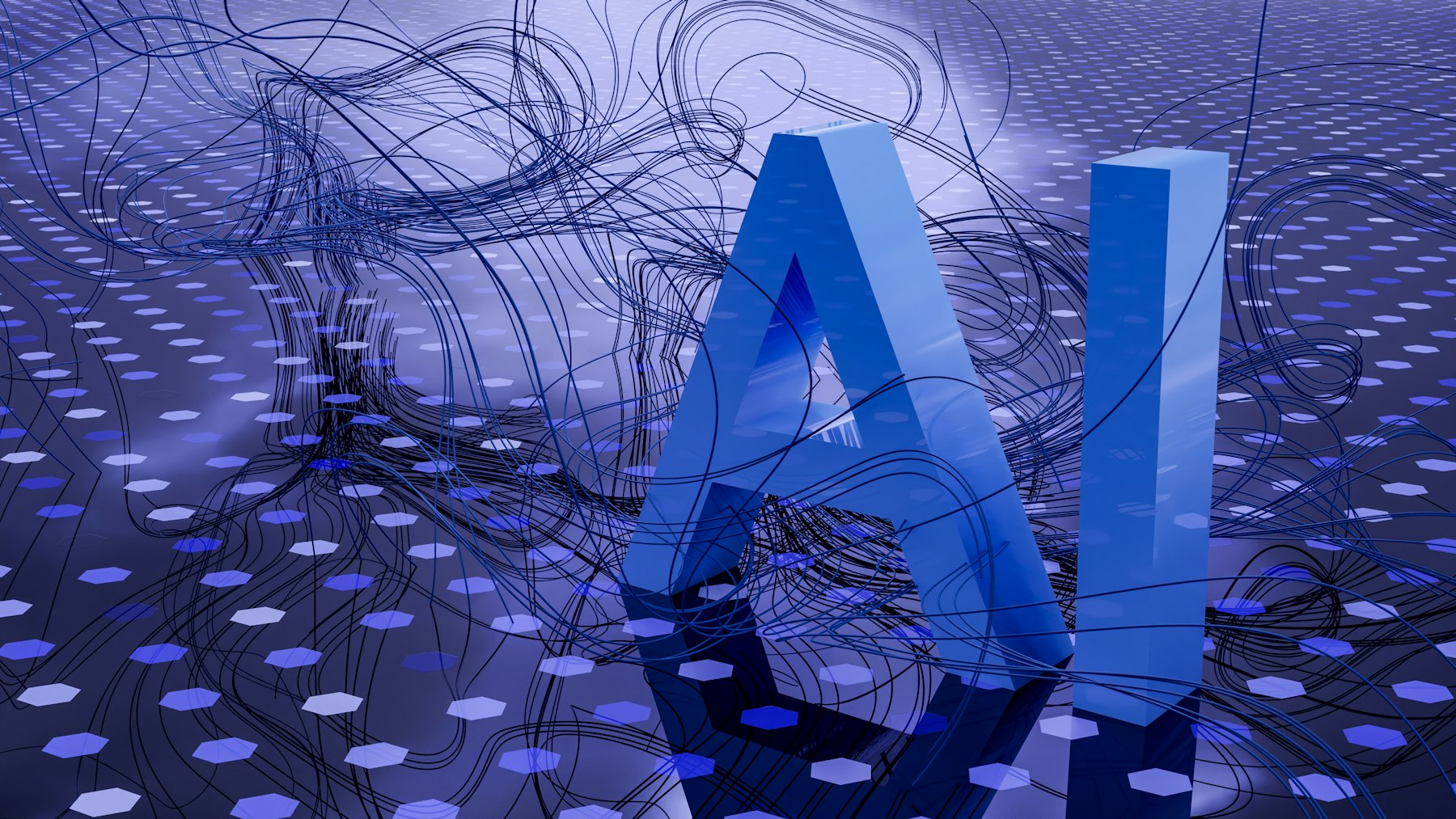 Abstract flowing blue and purple light