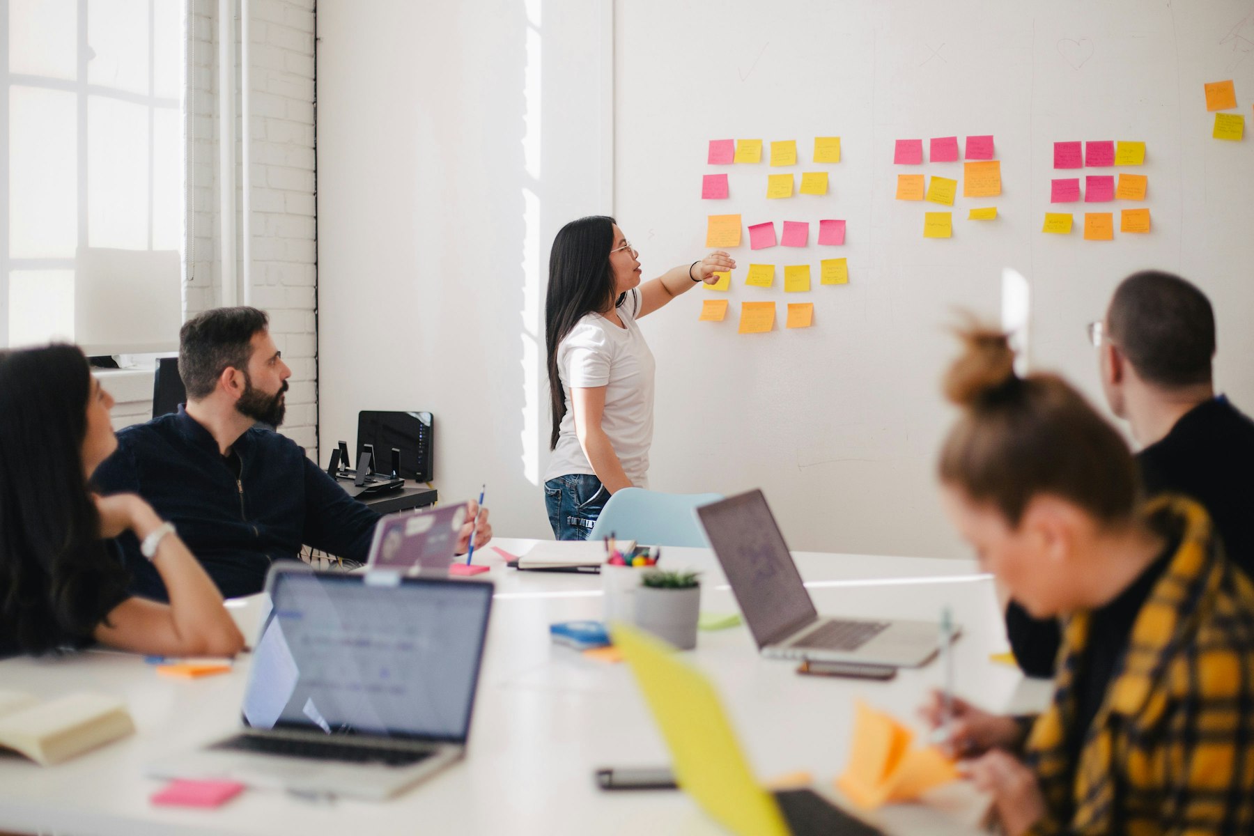 Team planning at a whiteboard
