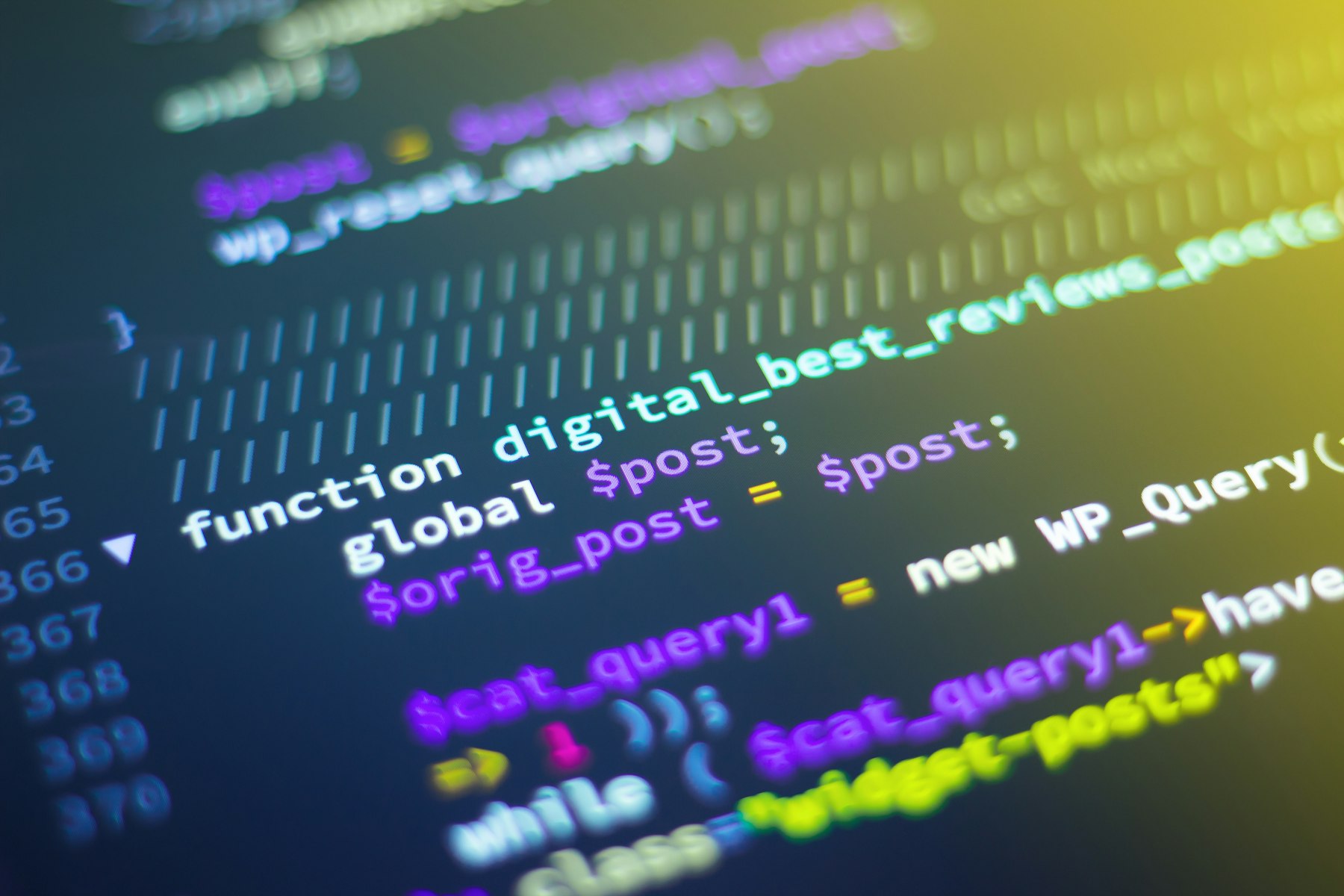 Lines of code on a dark computer screen