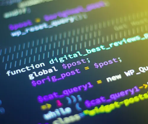 Lines of code on a dark computer screen